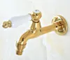 Bathroom Sink Faucets Wall Mount Gold Color Brass Ceramic Handle Washing Machine Faucet /Garden Water Tap / Laundry Cold Taps Tav150