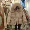 Janveny Women 's Down jacket 여성 두꺼운 따뜻한 겨울 아래로 코트 여성 큰 진짜 여우 모피 후드 90 % 하얀 오리 아래로 Parkas 2010