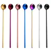 Long Handle Round Scoops Stainless Steel Electroplate Multi Color Coffee Stirring Spoons Home Hotel Bar Kitchen Ladle New Arrival 3 2sz G2