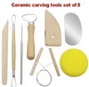 8 pièces/ensemble Kit d'outils de poterie de bricolage réutilisable travail manuel à domicile Sculpture en argile céramique moulage outils de dessin SN4860