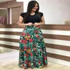 Senhoras Flores Impressão Vestido Moda Tendência Cor Combinando Curto ou Longo Manga Maxi Vestido Verão Verão Feminino Casual Vestidos Elegantes