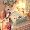 CuteBee Doll House Miniature Dollhouse With Furniture Kit Wooden House Miniaturas Toys For Children Year Christmas Gift LJ201126