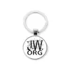 Jw.org chave chaveiro jeová's testemunhas de vidro brilhante tempo gem pendant jw.org Impresso Keychain titular mulheres homens jóias