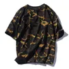 Fashion-Mens Camouflage T-shirts à manches courtes Col rond T-shirts à roulettes en vrac Homme Top d'été