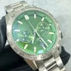 Hot Rea Herr Sport Klockor Quartz Movement Chronograph Watch Customized Grönt ansikte Gummiband herrklocka Montre Homme