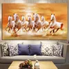 Große Größe HD-Druck Künstlerische Tiere Sieben Laufendes Weißes Pferd Ölgemälde auf Leinwand Moderne Wandmalerei Für Wohnzimmer Cuadros LJ201128