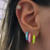 whole earrings shiny rainbow colorful enamel mini hoop earring with gold color bamboo shape hoop earring for women258s