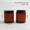 20 x 250ML Amber Empty PET Jars with Black White Plastic Screw Lids, 250cc Cream Container