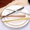 Jardim Home Home Quadrado Pauzinhos De Aço Inoxidável Titanium Gold Sushi Hashi Colorido Chopsticks Reusável Durável Eco Louça Amigável Eco