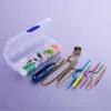 Nähen Vorstellungen Werkzeuge 1 Set Häkelnadeln Für Stricken Stich Weben Pins Schere Hand Zubehör DIY Mit Kunststoff Box1