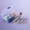 Ferramentas de Noções De Costura 1 Conjunto De Ganchos De Crochê Para Tricô Stitch Weave Pins Scissors Needlework Acessórios DIY com plástico Box1