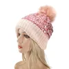 Gorro de invierno con pompones de piel para mujer, gorro de invierno para mujer y niña, gorros tejidos, gorro grueso para mujer, gorros 2494