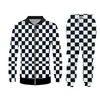 UJWI Plaid noir et blanc Damier Casual Streetwear Sweat-shirt et pantalon Crewneck Sweat à capuche Pulls Hommes Femmes Survêtement LJ201125