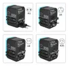 Travel Adapter International Universal Power Cable Plug Adapter All-in-one with 5 USB Worldwide Wall Charger for UK/EU/US/Asia