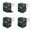 Travel Adapter International Universal Power Cable Plug Adapter All-in-One 5 USB Worldwide Wall Charger for UK/EU/US/ASIA