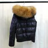 Женский вниз Parkas Большой Настоящий Raccon Мех с капюшоном Водонепроницаемый Водонепроницаемый Зимний Пуховая Куртка Женщины Slim 90% Уток Парень Короткие Блестящие Женские Перо Parka