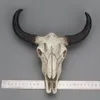 Смола Longhorn Cow Chul Head Wanging Decor Decor 3D Животные скульптуры Скульптуры Скульптуры ремесел для домашнего Хэллоуина Y200106
