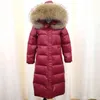 大きな天然アライグマの毛皮の襟フード付き冬のジャケットの女性90％白い鴨厚い暖かい公園の女性長雪コート211223
