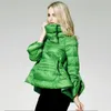 [EAM] chaqueta de plumón verde Multicolor de ajuste holgado, Parkas cálidas de manga larga con cuello levantado para mujer, moda primavera otoño 1B811 210204