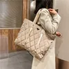 Designer Brand Women's Tote Bag Rhombus Check Shoulder Bags Large Capacity Female Handbag High Quality Nylon Shopping Bag 220311