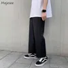 Pants Men Black Ankle-length Simple Summer Baggy 2XL All-match Daily Retro Korean Style Teens Harajuku Streetwear Wide Leg Pant