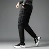 Men's Winter Casual Lace-up Elastic Down Wadded Trousers Youth Wear Fashion Thin Foot Warm-Keeping Down Cotton Pants LJ201217