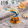 HD Handmålad emalj Animal Figurin Crystal Jeweled Hansed Trinket Boxes Decorative Jewelry Box Collectible Christmas Gift 20124v