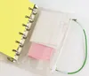 Bolsa de documentos transparente impermeable A6 con cremallera en el lado interior del cuaderno, bolsa de hojas sueltas de 6 agujeros, bolsa de almacenamiento de recibos