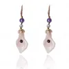 Vent chinois pierre naturelle rose cristal calla fleur boucle d'oreille tempérament ethnique longues boucles d'oreilles violettes bijoux pour femmes