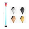 Round Head Long Handle Spoon Colorful Stainless Steel Coffee Spoon Fruit Teaspoon Dessert Scoops Kitchen Gadget Tool H jlljga