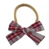 Vintage Plaid Hair bow on Skinny Nylon Headband Baby Girls Preppy Plaid hair bow Hair clips Barrettes Kids Hairpins