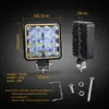 Voiture barre de LED lampe de travail 16LED 48W projecteur lumière de travail carré rond antibrouillard pour 4x4 barre tout-terrain SUV Auto camion ATV 9V-36V blanc