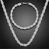 2pcs Jewelry Sets Twisted Link Chain Hip Hop Bracelet Necklace Set Gold Silver Color Choker Men Punk Necklaces Bracelet Set