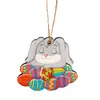 Ornements en bois de Pâques Pendentif en bois en forme de lapin de poulet avec corde pour décor de fête de Pâques