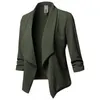 CINESSD Frauen Blazer Mantel Kerbe Lange Ärmel Geraffte Solide Baumwolle Casual Dünne Jacke Anzug Büro Dame Marineblau Blazer Mäntel 201114