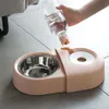 Tazón para mascotas Tazón doble para beber Comida para gatos Plato de agua Botella de agua Alimentador de alimentos para perros Dispensador de agua automático con barrera a prueba de humedad T200713