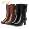 Boots AIYUQI Ladies Hair Snow Women Sexy High Heels Banquet Stylish Warm Wool Female Winter Shoes Daughter Boot14119209