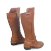 Venda Quente-Mulheres Joelho-Alto PU Botas Femininas Low Heel Sapatos Sapatos de Borda Redondo Toe 2020 Outono Mulher Zip Motocicleta Botas Preto Vermelho 43