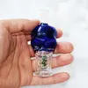 Mini Crâne Bleu Narguilé Shisha Pipe À Fumer Brûleur À Huile En Verre Bong Ronde De Petit Pot Cendriers Pour Percolateur Verre Eau Bubbler Pipes avec Bol De 10mm Paille De Silicone