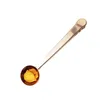 Stainless steel coffee spoons sealing bag clip gold silver long handle tablespoon tea powder scooper kitchen storage bar sgadgets tools