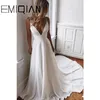 Long Chiffon Boho Beach Vestido de Casamento, Verão Uma linha simples vestido de noiva noiva branco, vestido de festa nupcial veste, vestido de noiva 201113