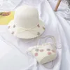 Xeongkvi الأزياء زهرة الأطفال الشمس برعم الحقائب الحرير البدلة الصيف شاطئ القبعات القبعات لفتاة دلو قبعات رئيس 51-52 سنتيمتر Y200714