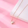 High Quality Ladies Rose Gold Plated Stainless Steel Heart Lock Pendant Necklace