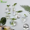 Glass Wall Hanging Flower Pot Hydroponics Plant Vase Indoor Garden Geometric FlowerPot Hanging Planter Doniczka Home Decoration Y200709