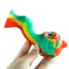 Glow in the dark pipe à fumer tuyaux à main en silicone avec bol en verre portable dab rig plates-formes pétrolières narguilé porte-cigarette tabac