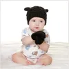 0-18 mois bébé tricoté chapeaux + gants mignon enfant en bas âge bébé casquettes automne hiver doux chaud chapeau infantile casquette