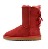 Botas wgg australianas australianas para mulheres preto inverno gravata borboleta pele de neve peludo bota de cowboy tornozelo tornozelo joelho mini bailey