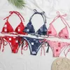 Seksi Bikini Kadınlar Mayo Push-Up Sutyen Bikini Set Iki Parçalı Mayo Yüksek Kesim Mayo Beachwear Lace Up Brezilya