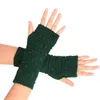 Hot New Autumn Women Button Stickad Mitten Lång Handskar Ullarm Värmare Vinter Mangas Fingerless Gloves Guantes Tactical