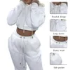 Frauen Herbst Frühling Hoodies Hosen 2 Stück Sets Heißer Verkauf Outfits Hosen Schweiß Anzüge Für Damen Crop Top Hoodie Und jogger Sets Y1229